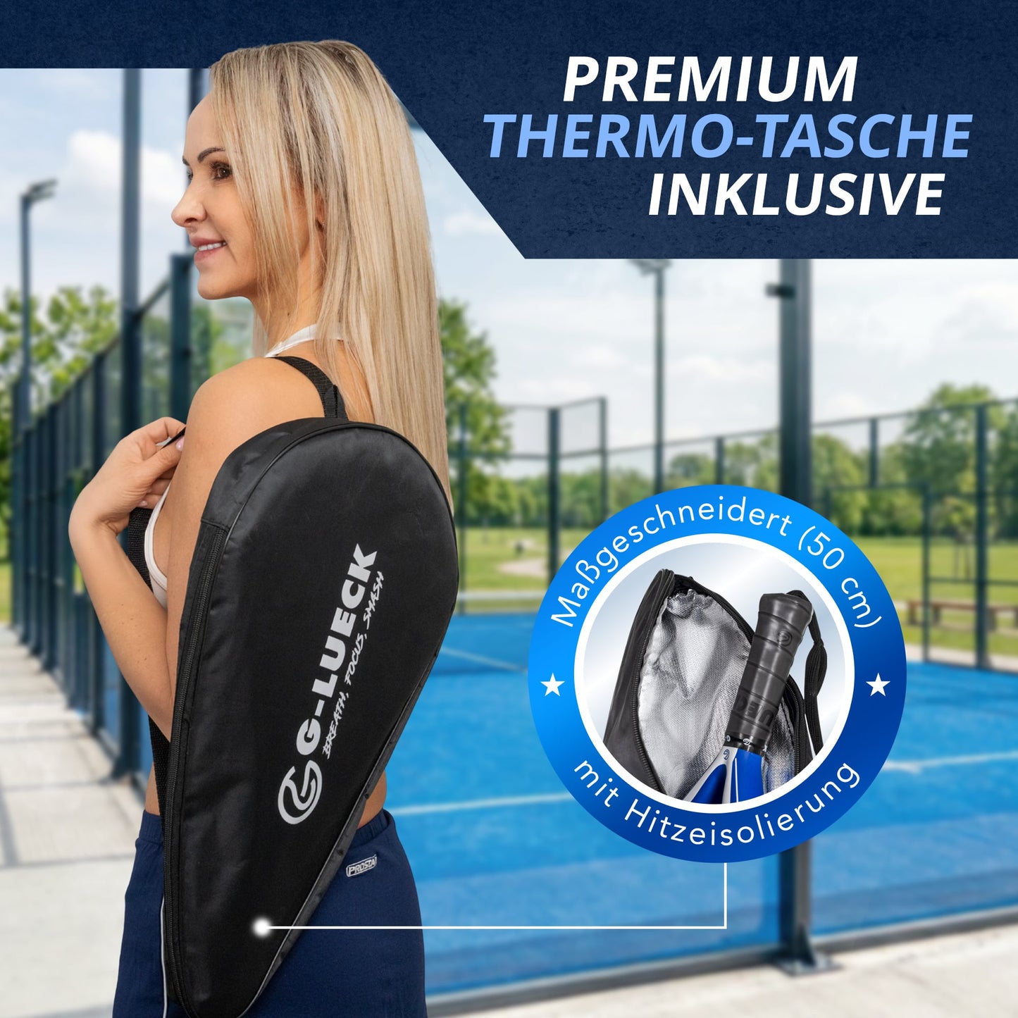 G-Lueck Padel Racket - IRON HAND 3K - 3K Carbon Schlagfläche - für Anfänger und Fortgeschrittene