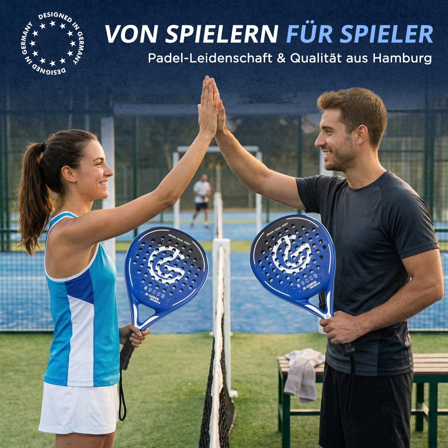 G-Lueck Padel Racket - IRON HAND 3K - 3K Carbon Schlagfläche - für Anfänger und Fortgeschrittene